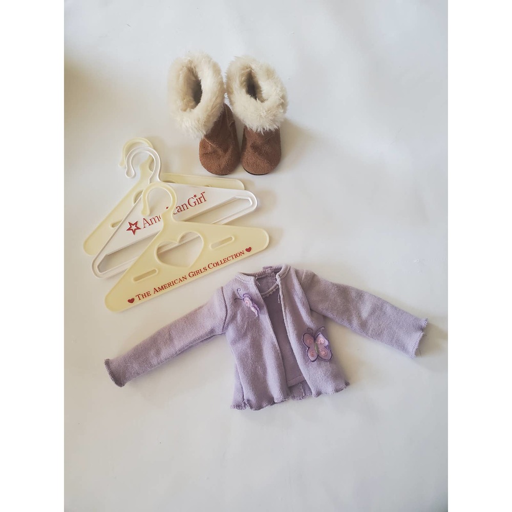 American Girl Bundle including 3 Branded Hangers, Cardigan Top, Ugg Style Boots